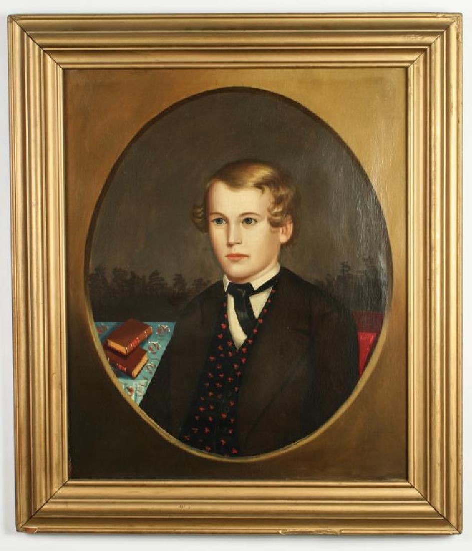 HORACE BUNDY (1814-1883): "Portrait of a Young Boy" oil on canvas 30 x 25. signed verso. framed.