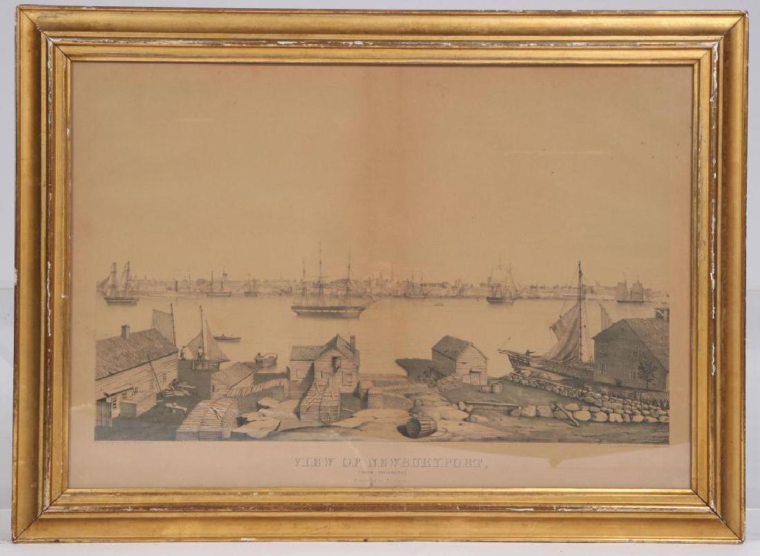 FITZ HENRY LANE (1806-1865): "A View of Newburyport" lithograph 18 1/2 x 27 inches. signed inprint. framed. 23 x 32 inches (overall)