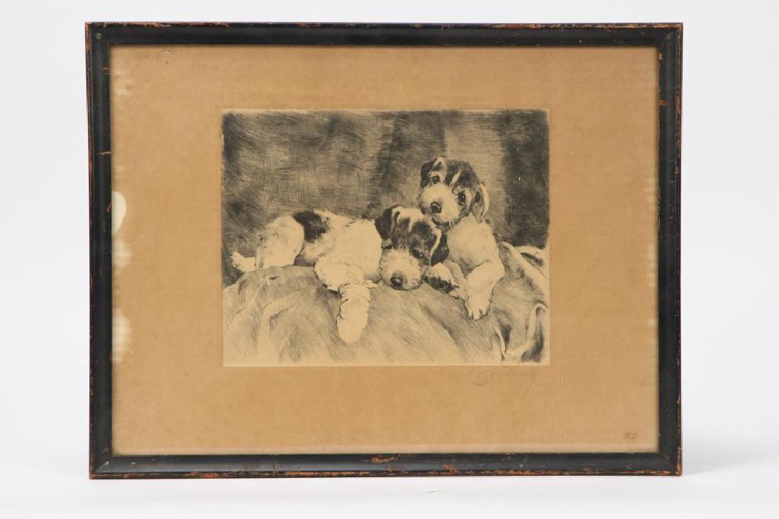 (Early 20th c) WELCH ETCHING OF TERRIERS (1 of 4)