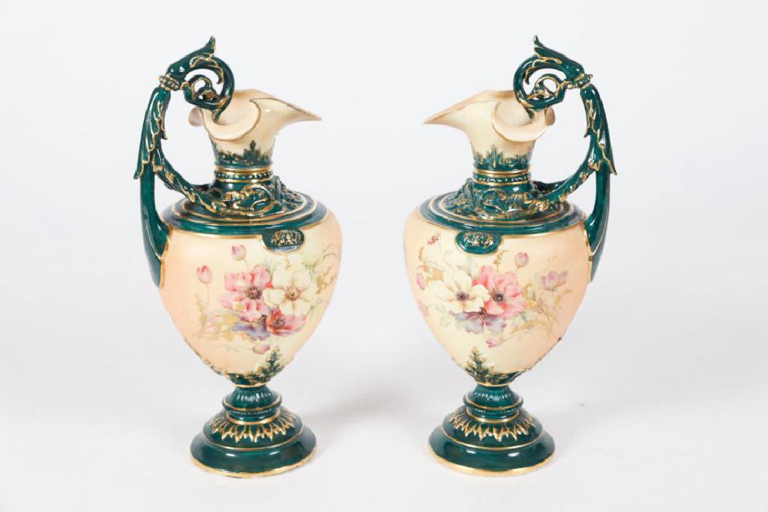 RARE AND UNUSUAL PAIR OF ROYAL WORCESTER VASES (1 of 3)
