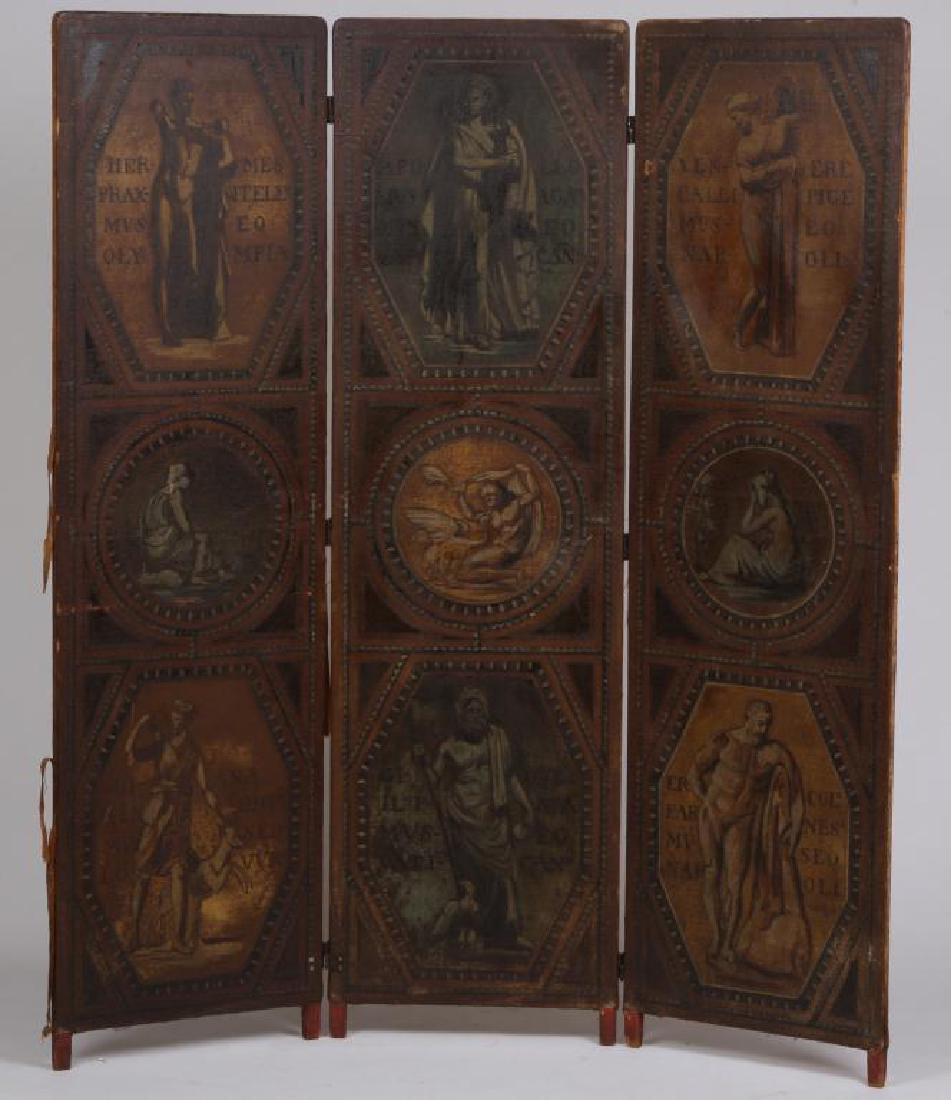 (3) PANEL SCREEN HANDPAINTED WITH ROMANE FRIEZES (1 of 10)