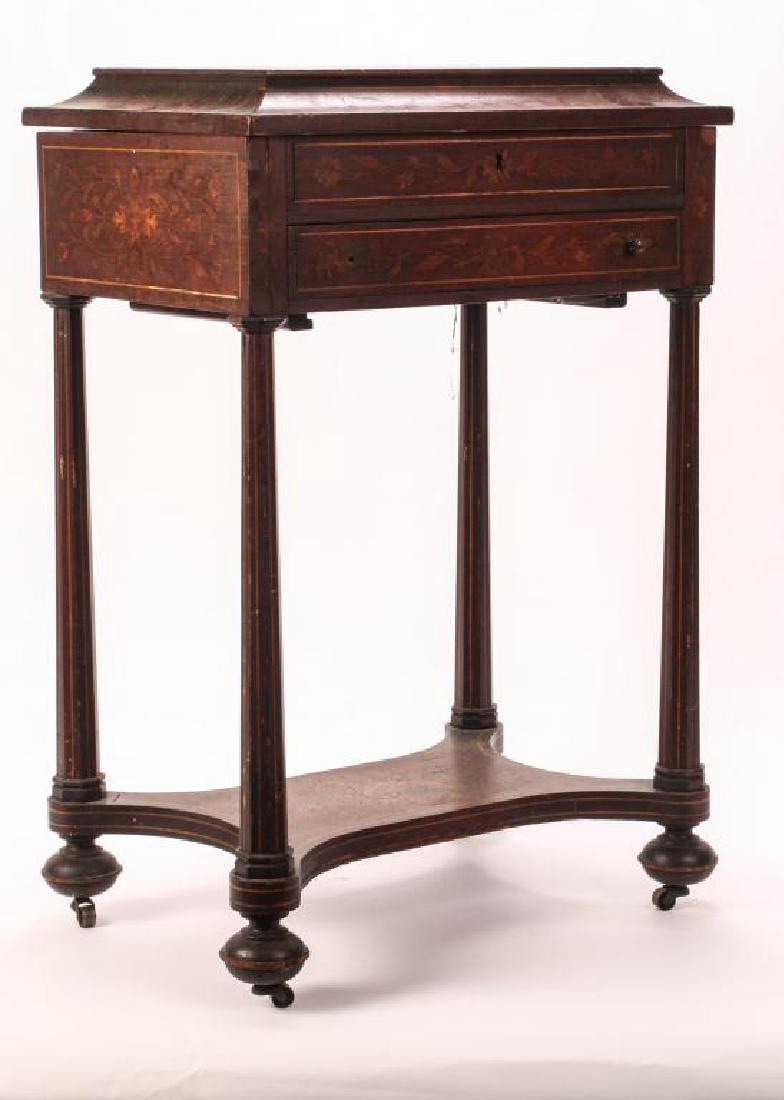 (19th c) MARQUETRY INLAY ONE DRAWER VANITY (1 of 10)