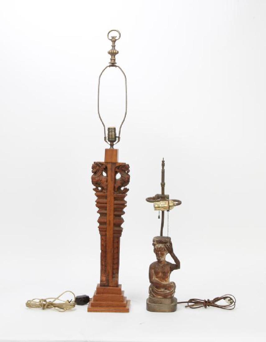 (2) FIGURAL CARVED WOODEN TABLE LAMP BASES (1 of 10)