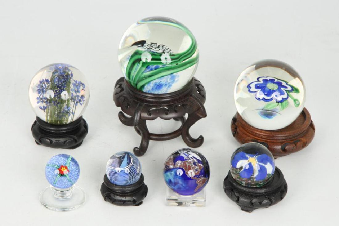 (6) GLASS PAPERWEIGHTS and MARBLE (1 of 6)