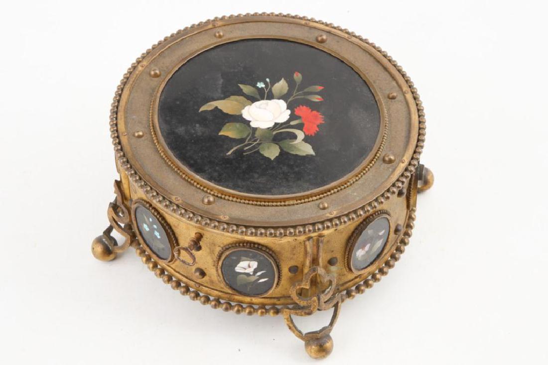 FRENCH DRESSER BOX INSET w/ PIETRA DURA BOTANICALS (1 of 6)