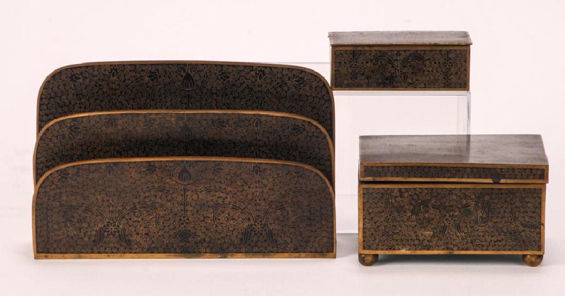 (3) PIECE CLOISONNE DESK SET IN BLACK ENAMEL (1 of 10)