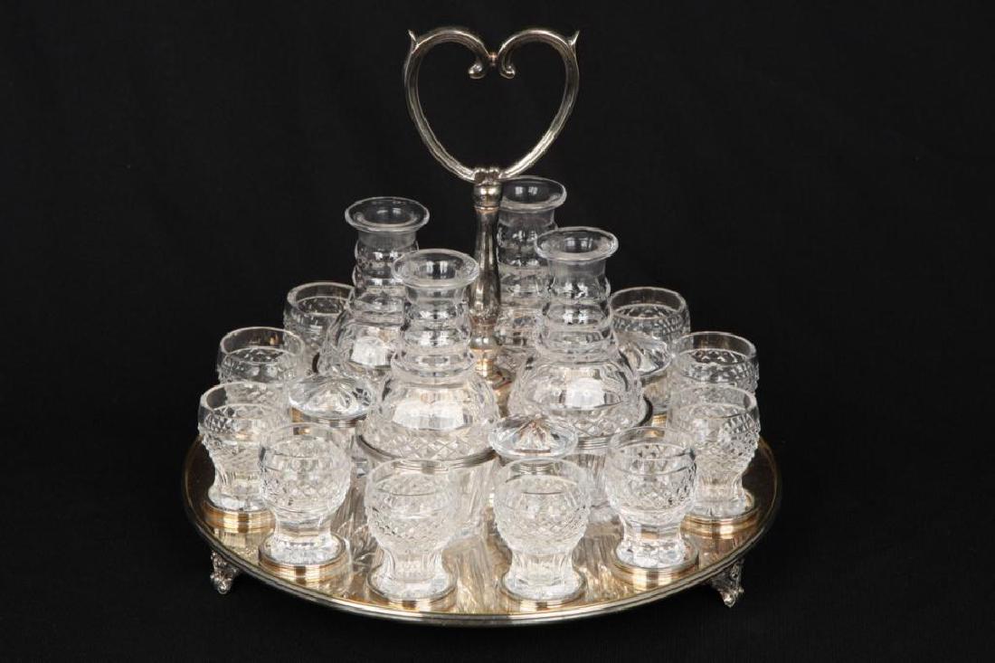 CUT GLASS CORDIAL SET FITTED IN SHEFFIELD CADDIE (1 of 7)