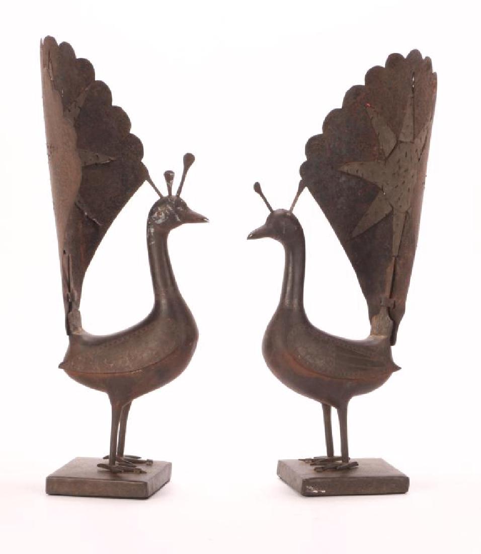 PAIR OF SPANISH WORKED IRON PEACOCKS (1 of 10)
