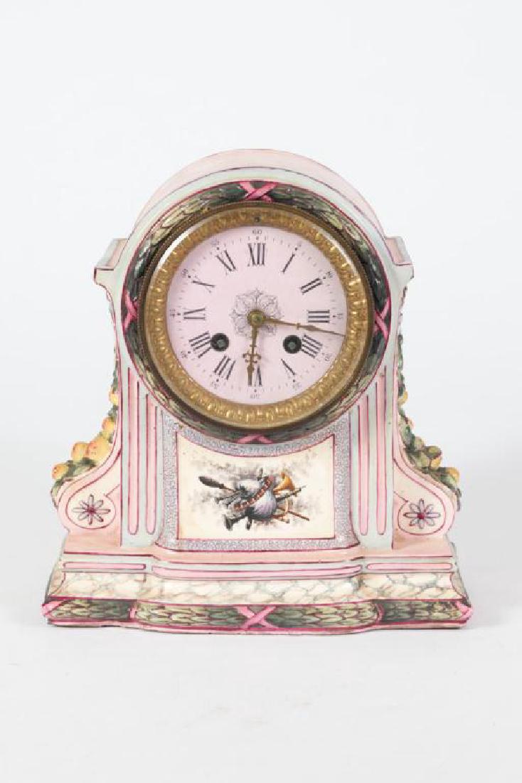 FRENCH PORCELAIN MANTLE CLOCK (1 of 6)