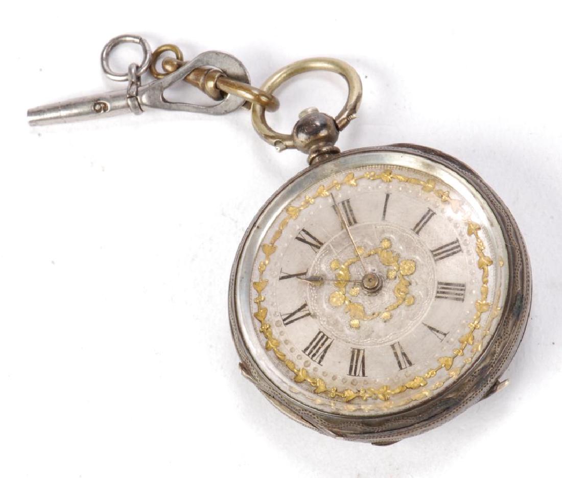 ANTIQUE KEY WIND SILVER POCKET WATCH (1 of 5)