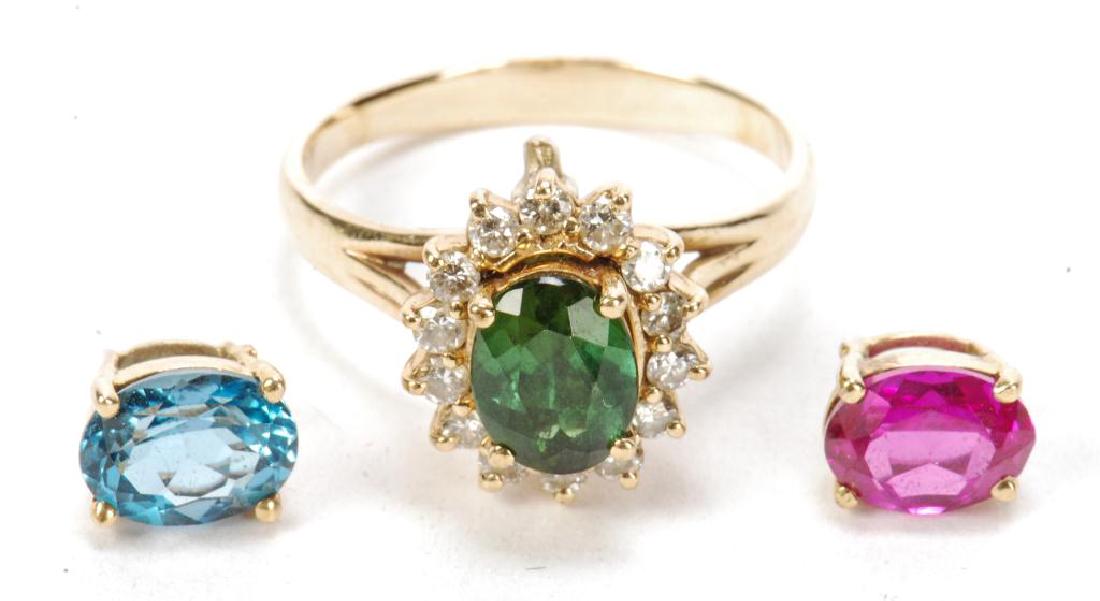 CUSTOM 14k GOLD RING & (3) INTECHANGEABLE STONES (1 of 5)