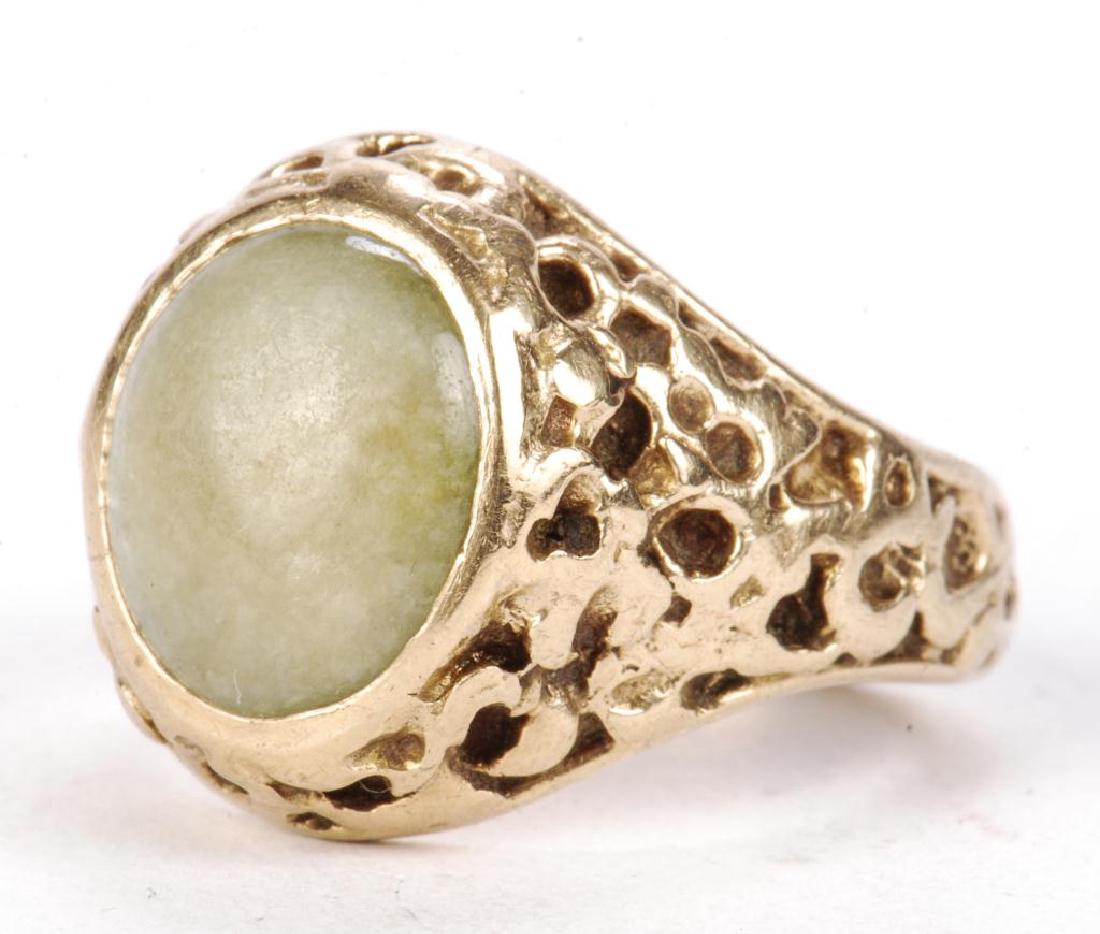 14k GOLD MEN'S RAW ORE RING SET with JADE (1 of 9)