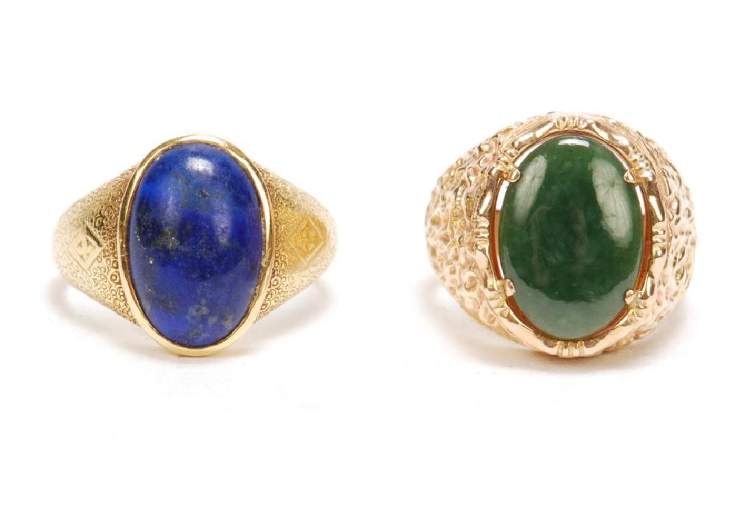 14k GOLD JADE & 18k GOLD LAPIS MEN'S RINGS (1 of 7)