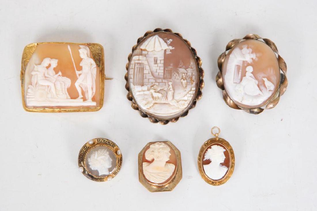 (6) ANTIQUE CAMEO BROOCHES (1 of 6)
