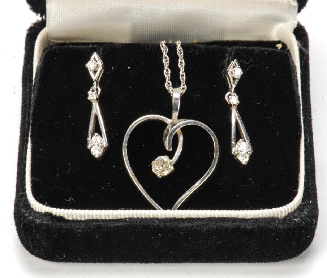 14k GOLD and DIAMOND PENDENT AND EARRINGS (1 of 6)