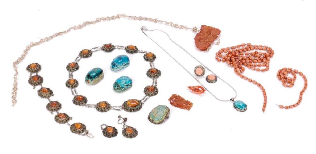 LOT OF MISC JEWELRY INCLUDING AMBER, CORAL ETC (1 of 13)