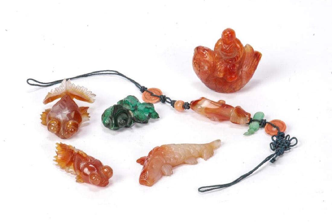 GROUP OF (6) ASIAN CARVED HARDSTONE FISH (1 of 8)