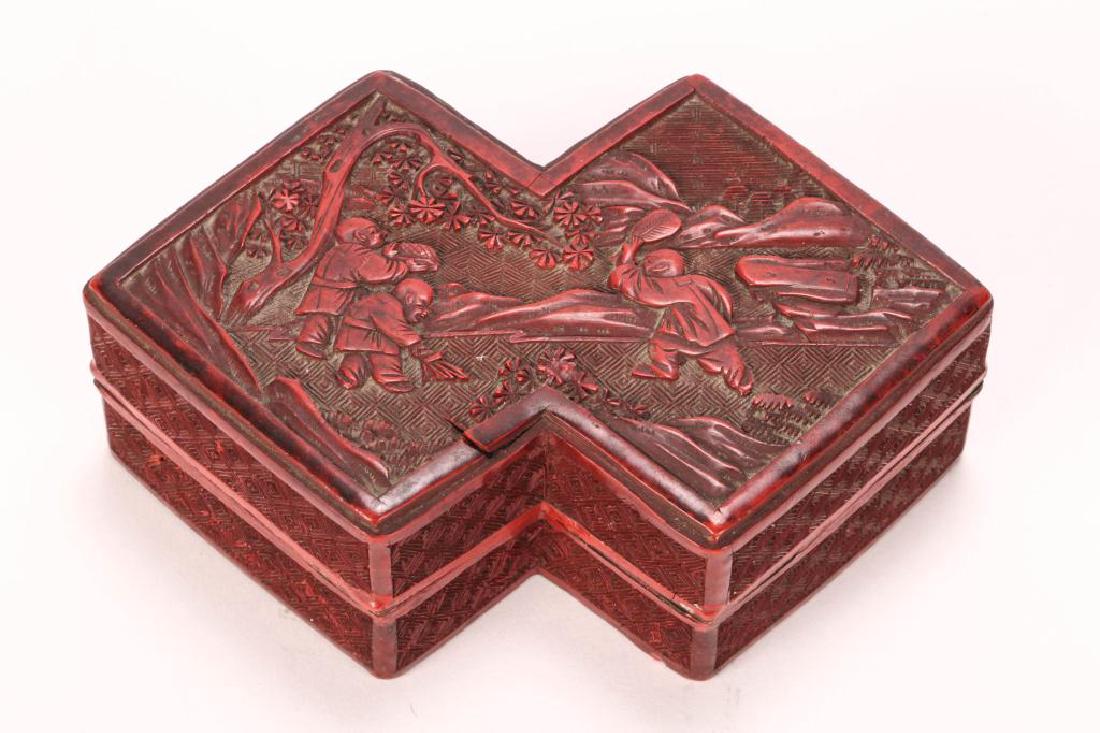 (19th c) CHINESE CINNABAR BOX (1 of 7)