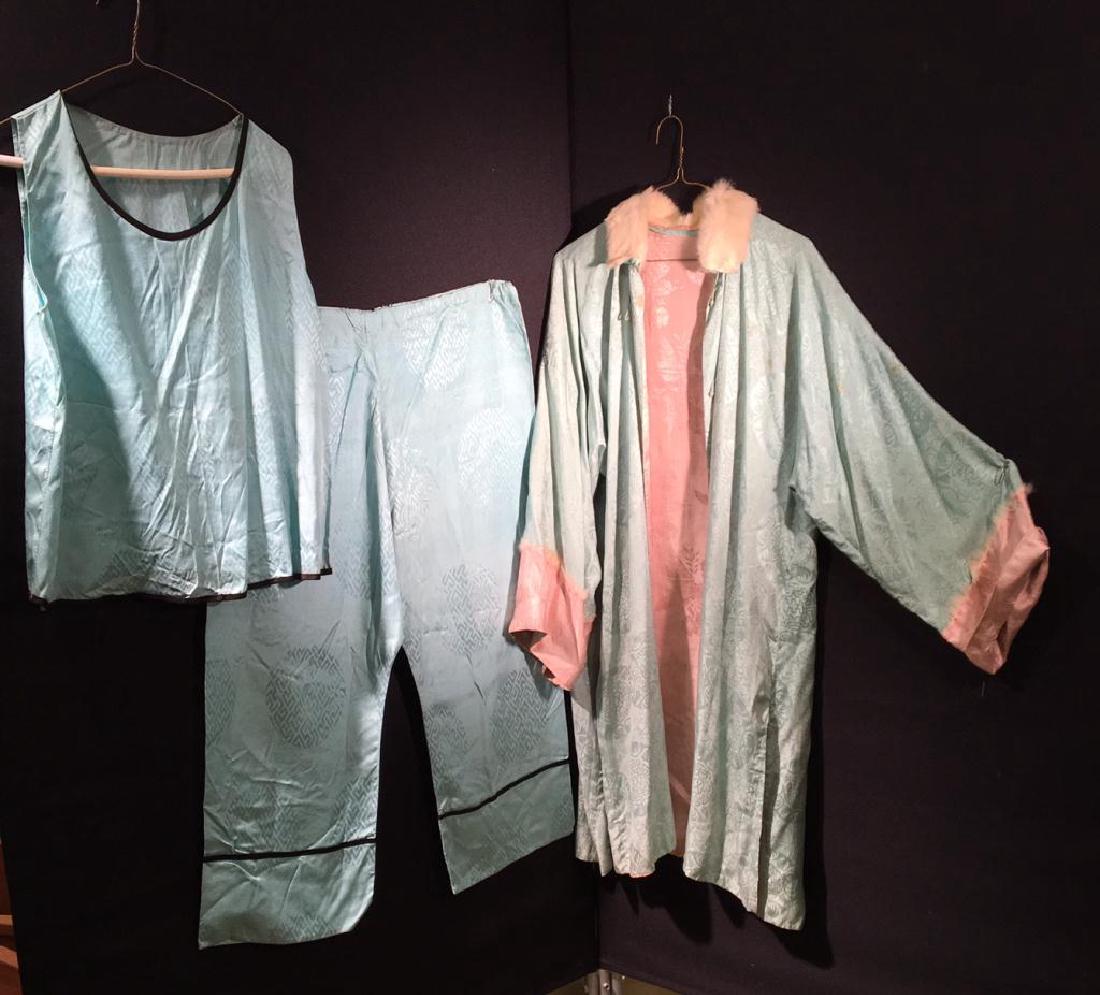 (3) PIECE SILK CHINESE PAJAMA SET (1 of 9)