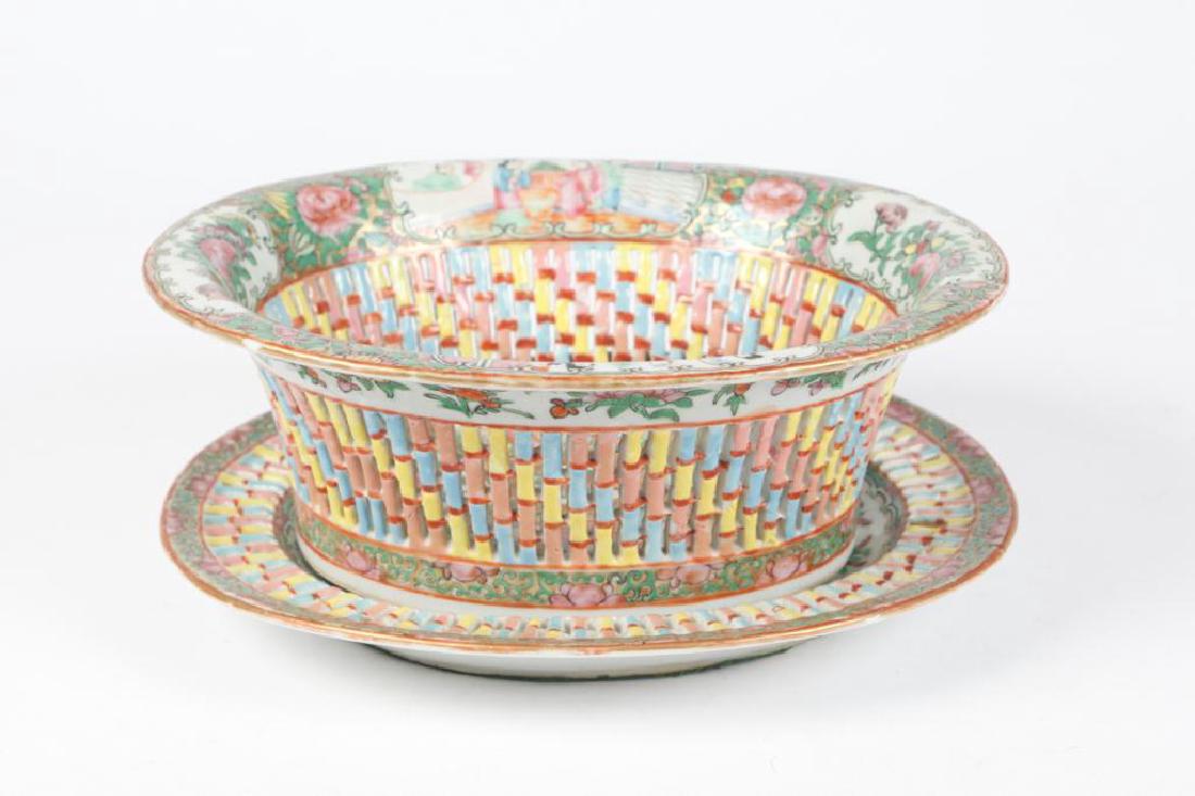 FAMILLE ROSE RETICULATED FRUIT BASKET & UNDERPLATE (1 of 4)