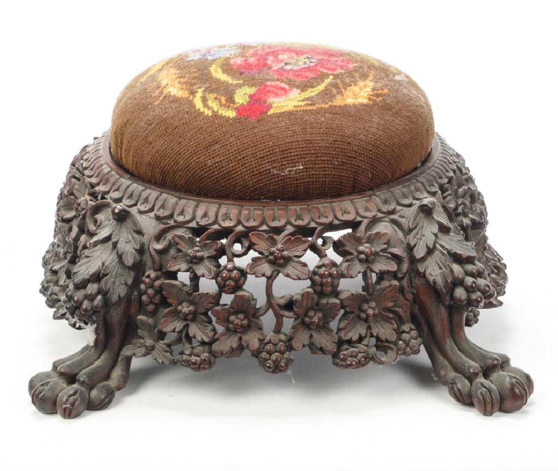 RARE FORM (19th c) CARVED ASIAN PUNCH BOWL STAND (1 of 8)