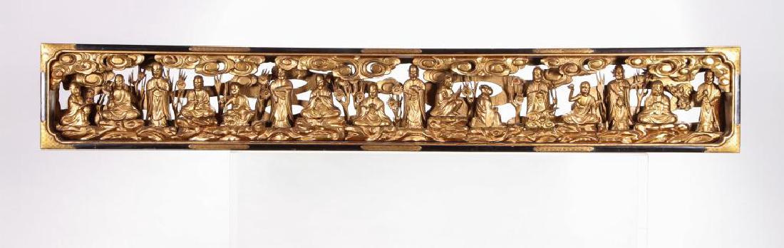 (19th c) CARVED AND GILT CHINESE CARVING (1 of 14)