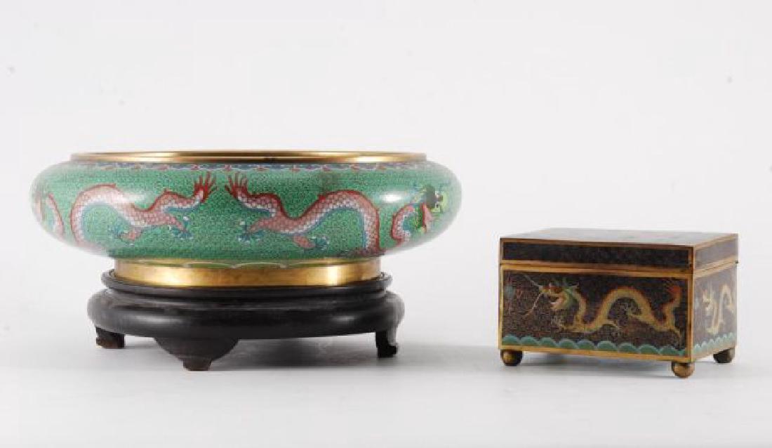 (2) PIECES OF CLOISONNE with (5) CLAW DRAGONS (1 of 16)