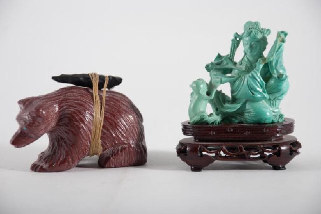 CHINESE FIGURE AND BROWN BEAR FIGURINES (1 of 4)