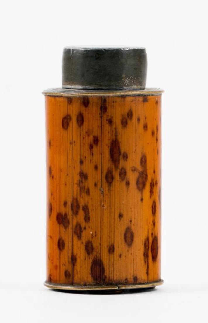 (19th c) CHINESE BRASS INLAID PEWTER SNUFF CONTAINER (1 of 4)