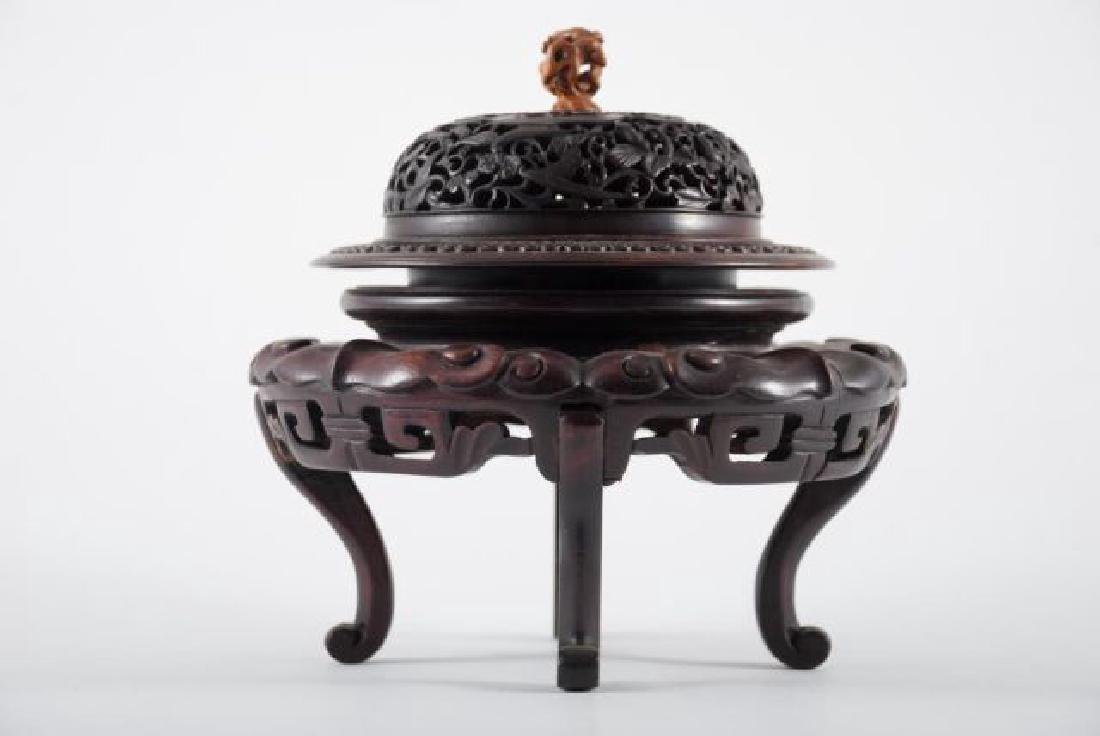 FINE QUALITY ASIAN CARVED STAND, BASE AND COVER (1 of 8)
