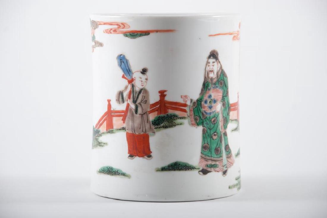 (19th c) CHINESE PORCELAIN BRUSH POT (1 of 6)
