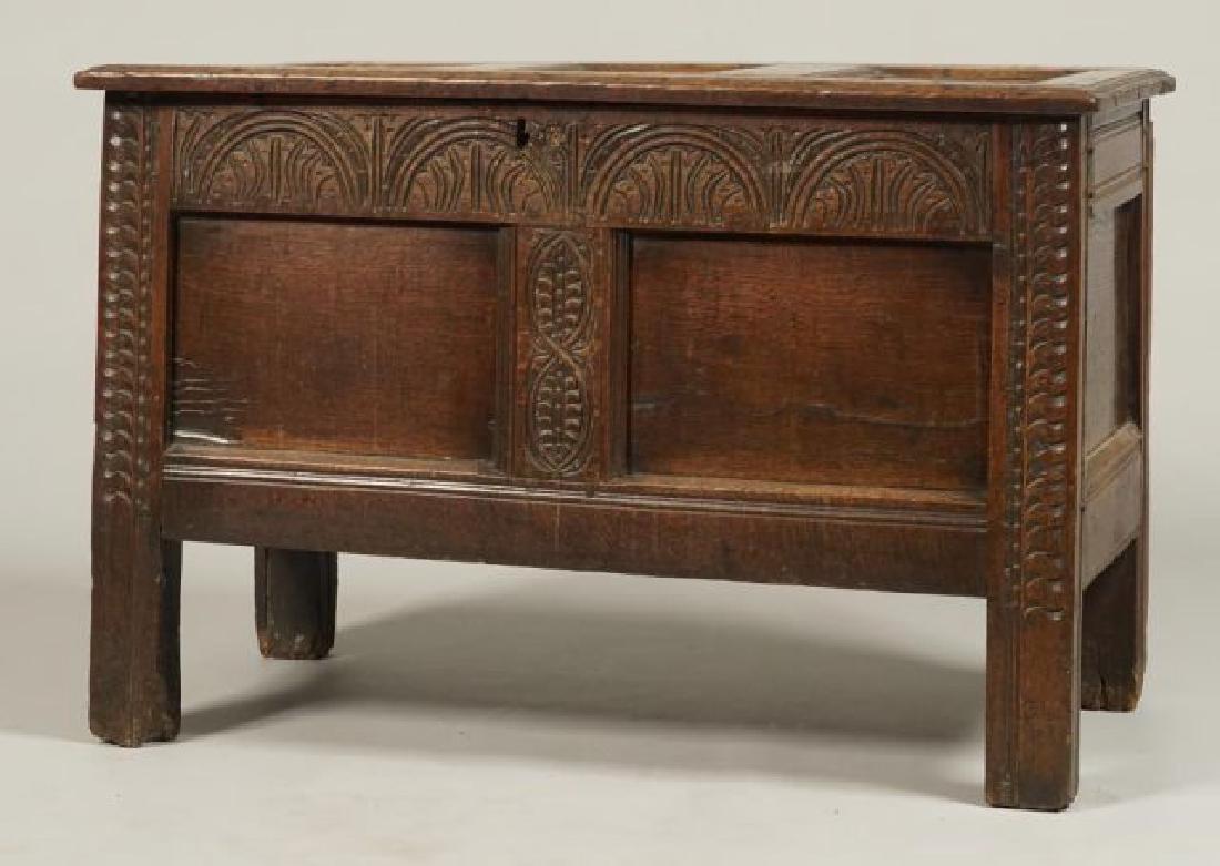 (17th c) JOINED OAK BLANKET CHEST (1 of 10)
