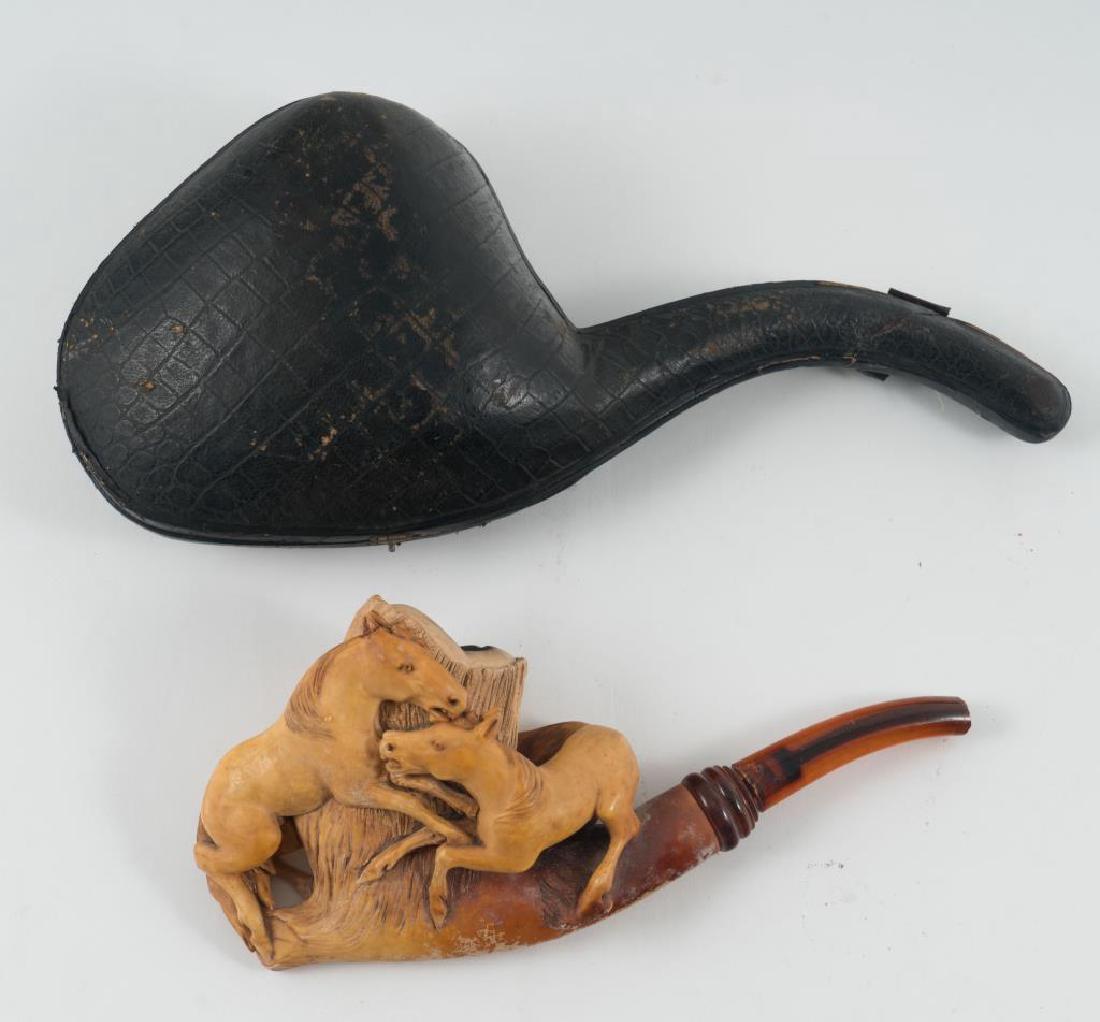 MEERSHAUM STYLE PIPE with TWO FIGHTING HORSES (1 of 6)