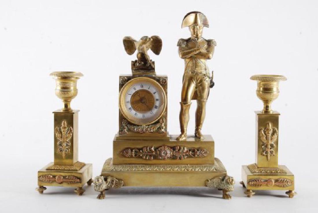 FRENCH GILT BRONZE FIGUERAL MANTLE SET w/ NAPOLEON (1 of 10)