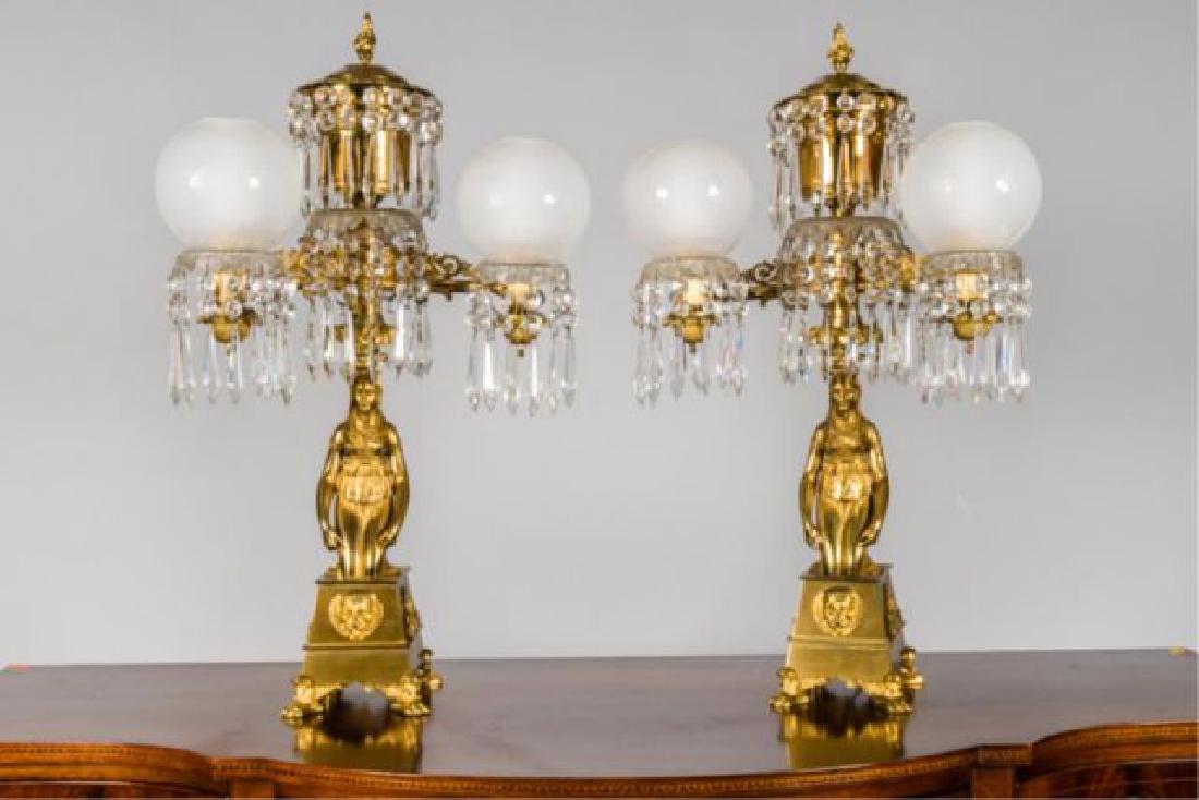 PAIR OF JOHNSTON & BROOKS EGYPTIAN REVIVAL LAMPS (1 of 11)