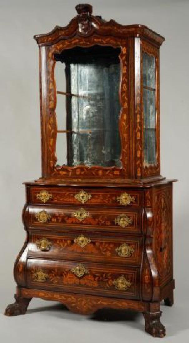 (18th/19thc) DUTCH BOMBE DISPLAY CABINET on CHEST (1 of 10)