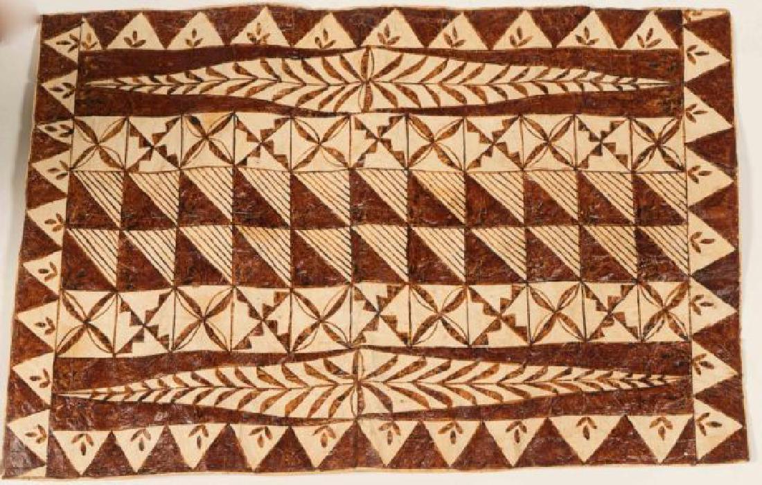 (20th c) AFRICAN GEOMETRIC PAINTING ON HIDE (1 of 5)
