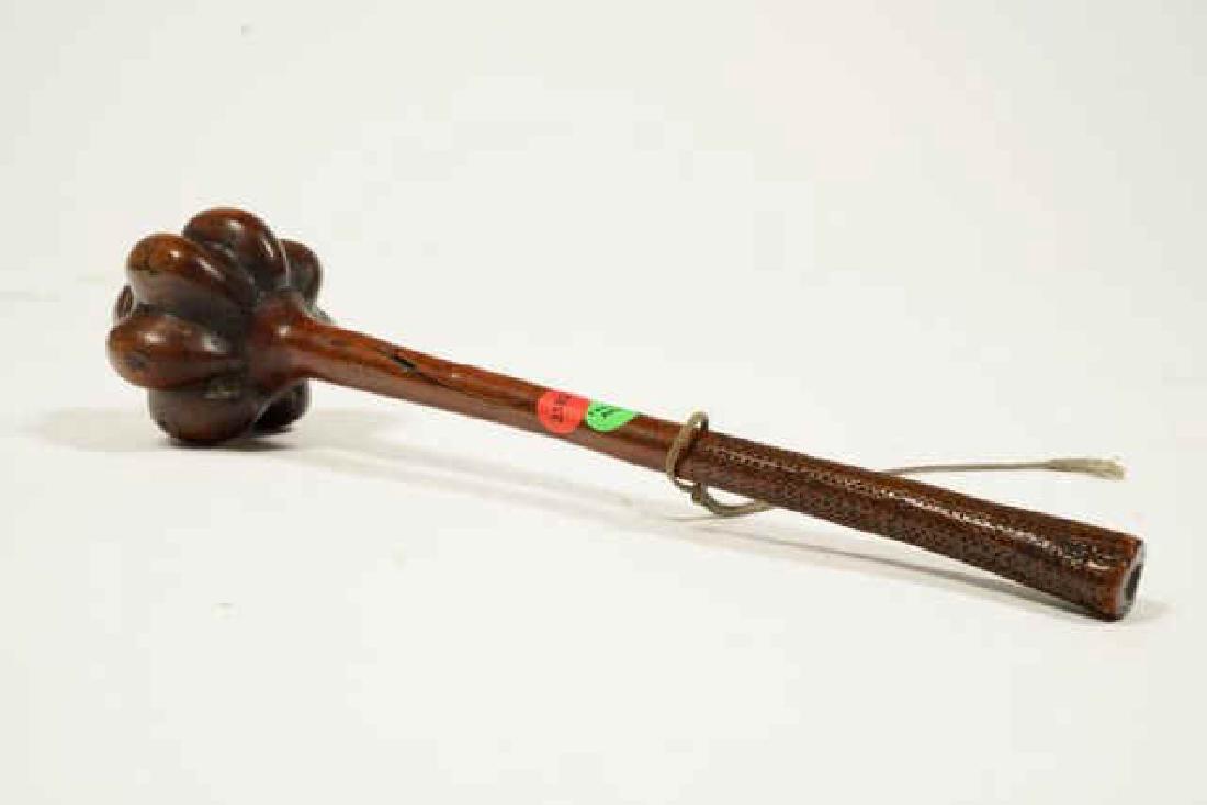 (18th /19thc) FIJIAN ULA TAVA TAVA THROWING CLUB: Shark tooth carved handle, beautifully worn warm patina. Length 16 inches.