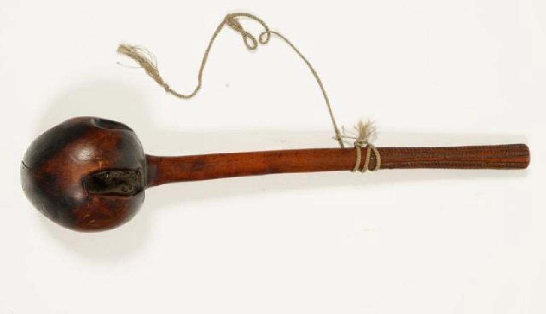 (18th /19thc) FIJIAN ULA TAVA TAVA THROWING CLUB: Shark tooth carved handle, beautifully worn warm patina. Length 17 inches.