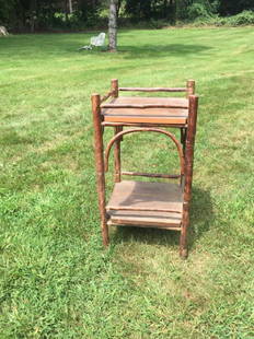 ADIRONDACK RUSTIC SIDE TABLE: With a lower shelf and bent arches measures 32 by 16 inches It is well documented that Andy showered Jon Gould with gifts during their entire relationship. This sale includes a great quantity of these