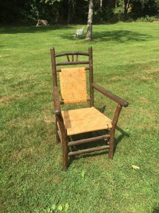 "OLD HICKORY " ADIRONDACK RUSTIC ARM CHAIR: With woven splint seat measures 40 by 24 by 22 inches It is well documented that Andy showered Jon Gould with gifts during their entire relationship. This sale includes a great quantity of these