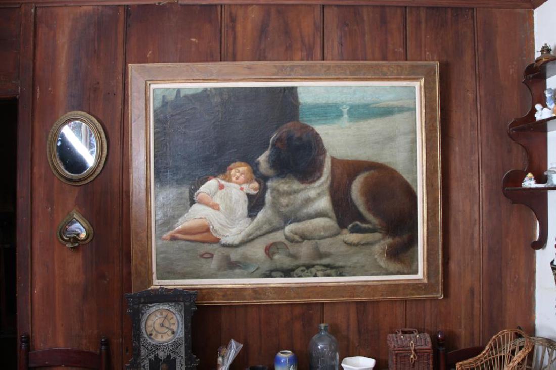 GIRL WITH ST BERNARD OIL ON CANVAS (1 of 6)