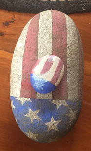 TWO PAINTED FLAG ROCKS: Stars and stripes It is well documented that Andy showered Jon Gould with gifts during their entire relationship. This sale includes a great quantity of these items which Jon had at his homes in NYC a