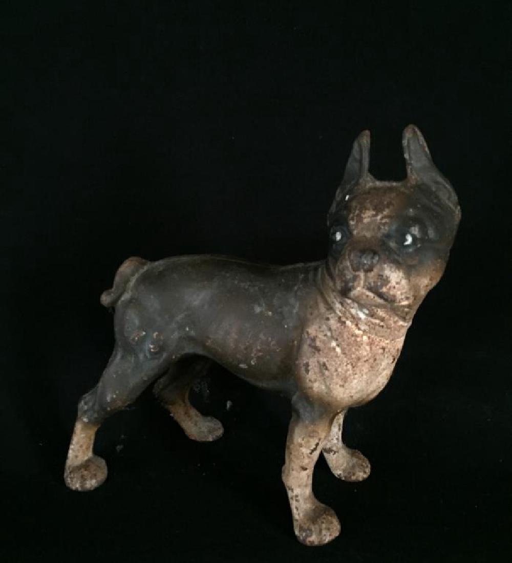 CAST IRON BOSTON TERRIER DOORSTOP: Measures 11 by 10 1/2 inches
