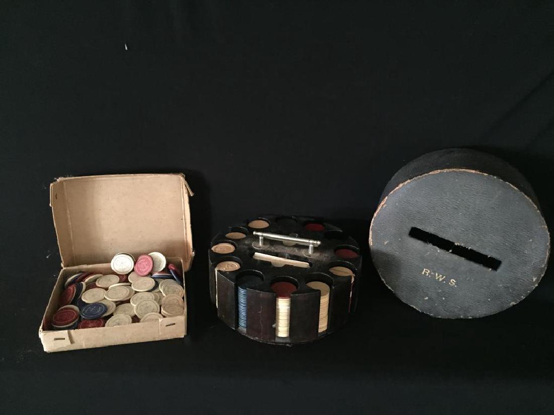 TWO GROUPS OF HORSE THEME POKER CHIPS (1 of 6)