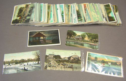 Collection of over one hundred thirty-five post ca: Collection of over one hundred thirty-five post cards with Maine scenes including Portland, Islands in Portland Harbor, historic houses, municipal buildings, light houses, Poland Springs, and Old Orch