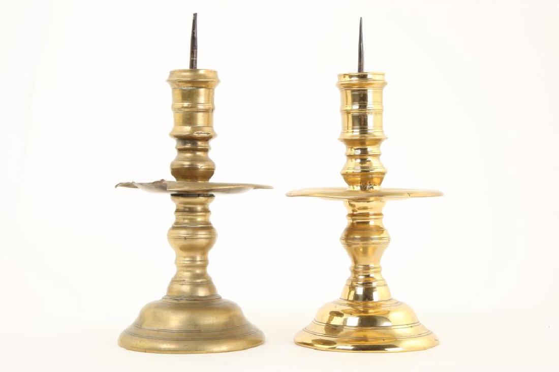 PAIR OF ANTIQUE BRASS PRICKET CANDLESTICKS (1 of 7)