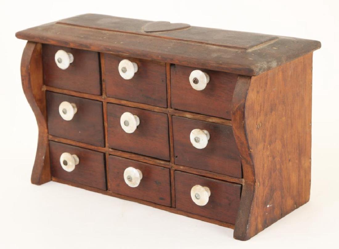 (9) DRAWER FOLK ART CARVED SPICE CHEST (1 of 6)