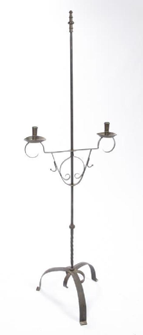 WROUGHT IRON AND BRASS FLOOR CANDLESTAND (1 of 6)