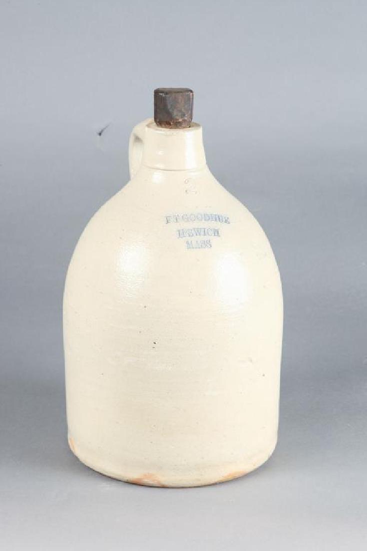 FT GOODHUE IPSWICH MA (2) GALLON STONEWARE JUG (1 of 8)